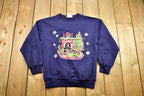 Vintage 1990s Christmas Graphic Crewneck Sweater , 90s Holiday Crewneck , Winter Wear , Festive Graphic , Snowflake , Christmas Tree