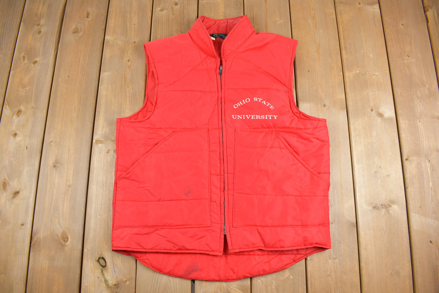 Vintage 1960s Ohio State University Champion Puffer Vest / 60s Vest / Running Man / Made in USA / 60s Champion / True Vintage Collegiate