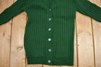 Vintage 1980s Green Acrylic Knit Cardigan Sweater