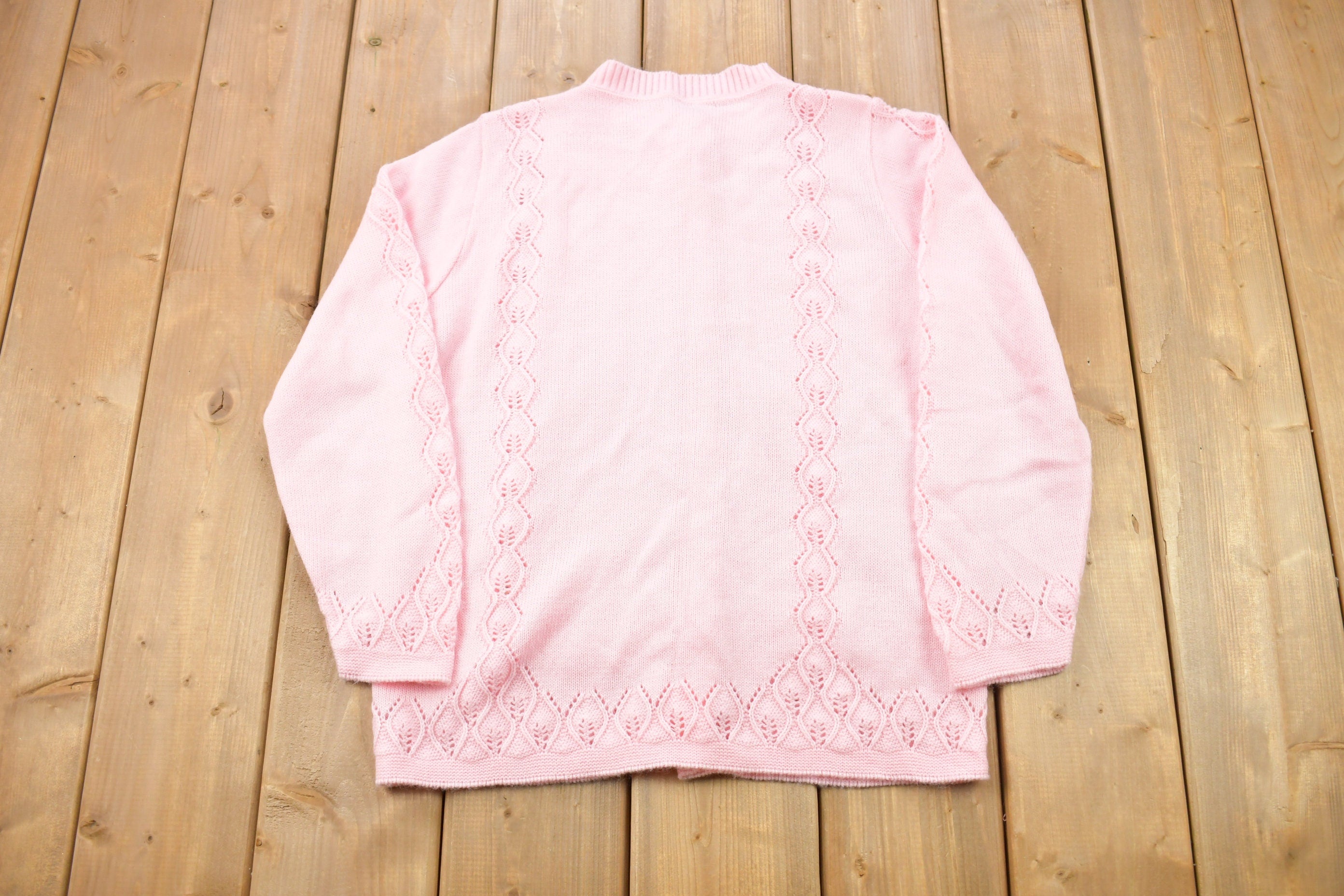 Vintage 1990s Knitted Cardigan Sweater / Vintage Cardigan / Button Up / Abstract Pattern / Grandma Sweater