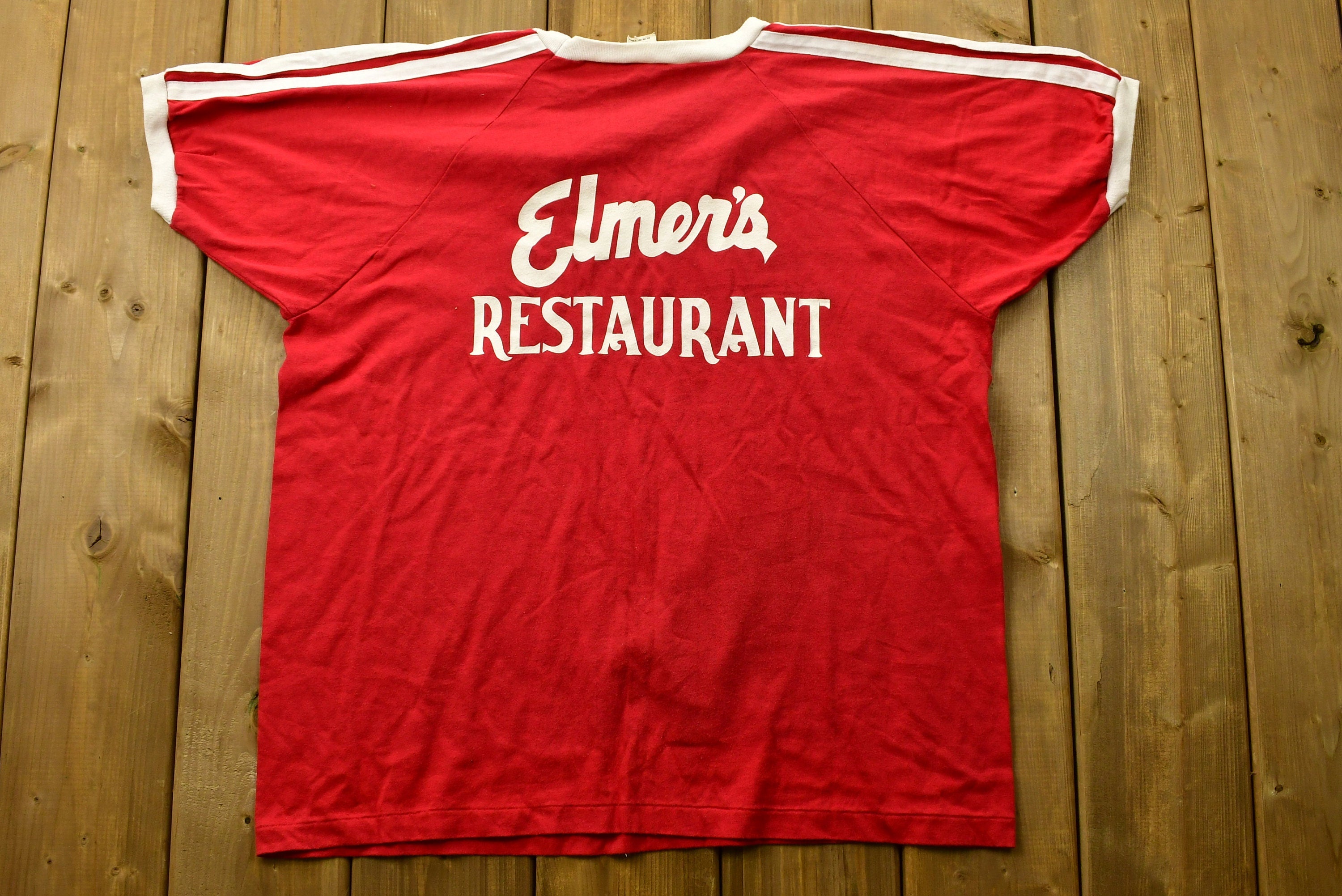 Vintage 1980's Elmer's Restaurant Uniform T-Shirt Made In USA
