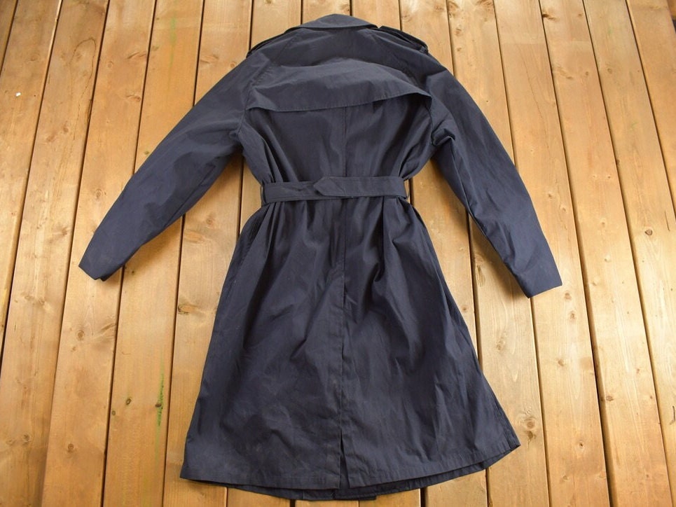 Vintage 1990s DSCP Defender Navy Blue Trench Coat