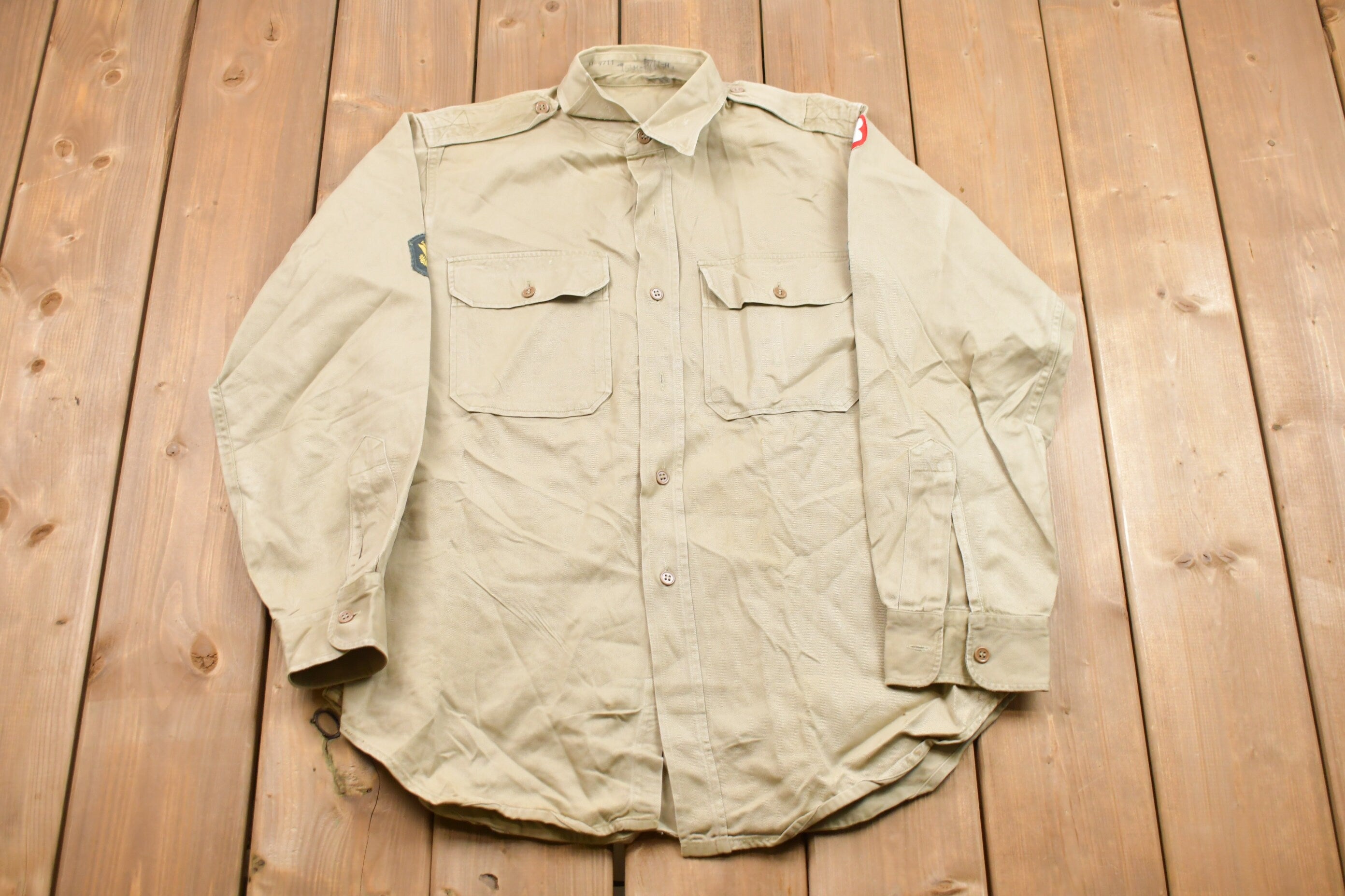 Vintage 1990s Army Button Up Shirt