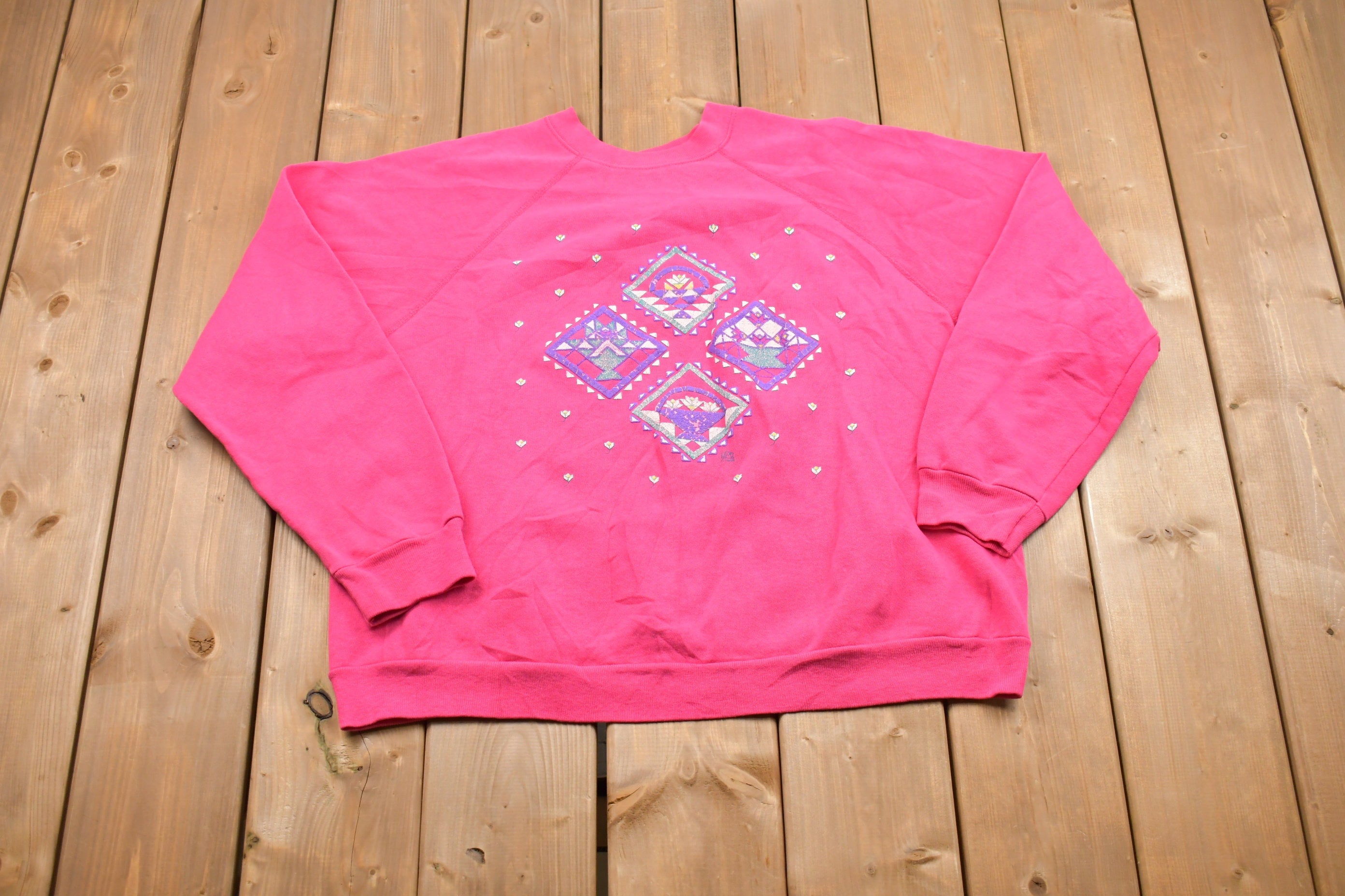 Vintage 1980s Pink Raglan Crewneck Sweatshirt