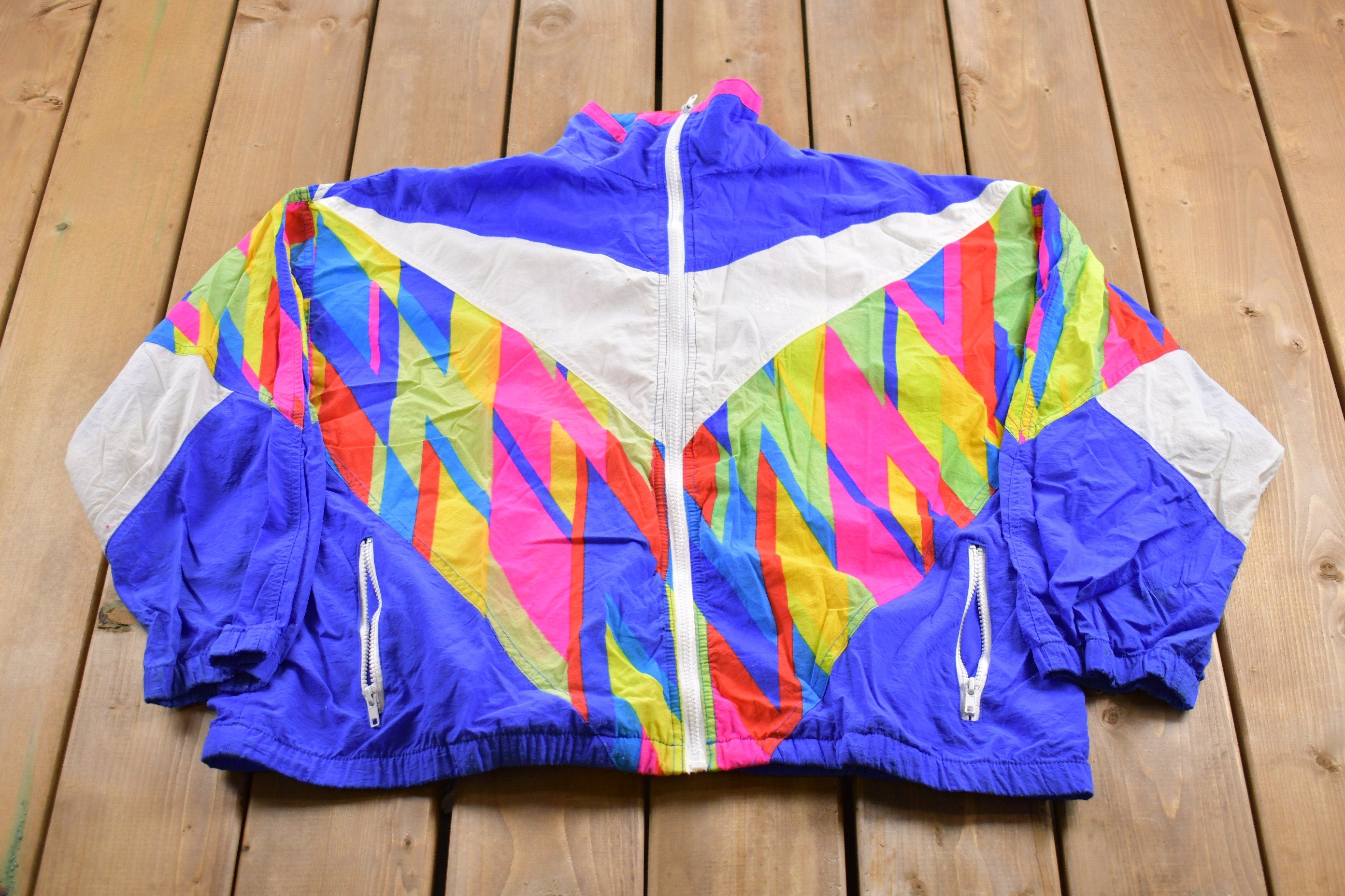 Vintage 1990s Activology Abstract All Over Print Windbreaker Jacket