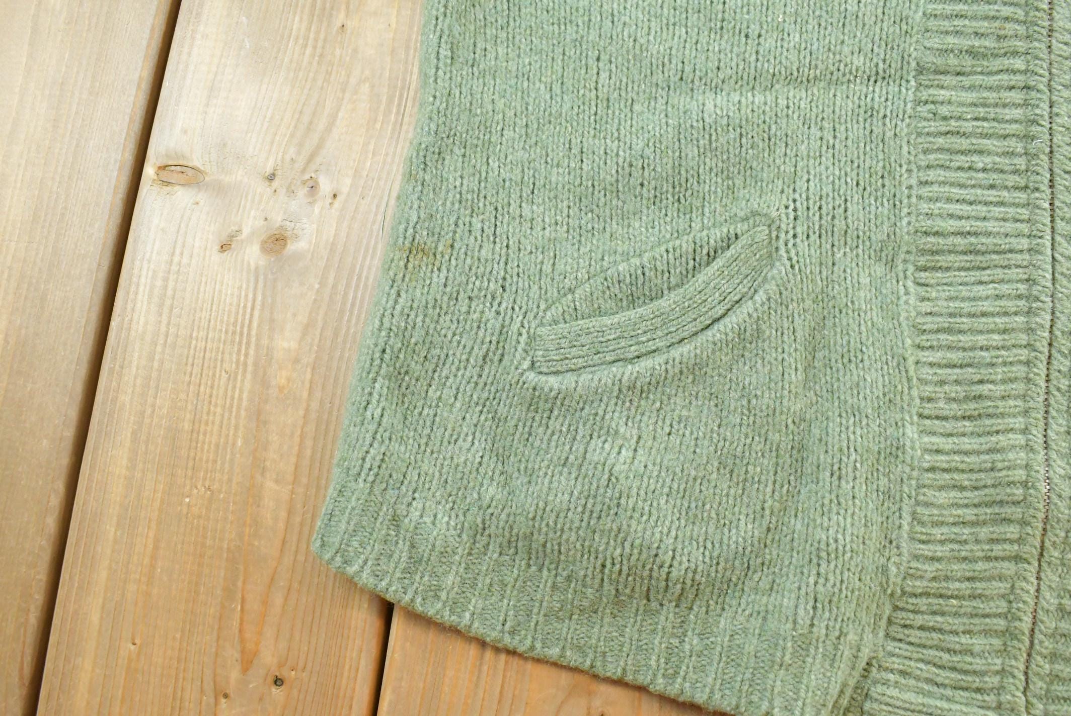 Vintage 1960s Pilgrim Sears Roebuck Wool Knit Zip Up Cardigan Sweater Womens Large /