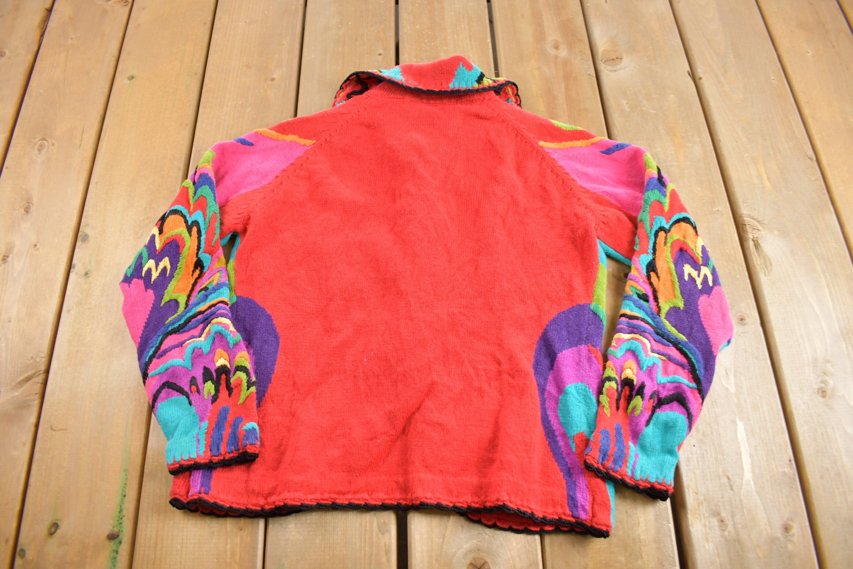 Vintage 1994 Michael Smith 3D Colored Cable Knit Jacket