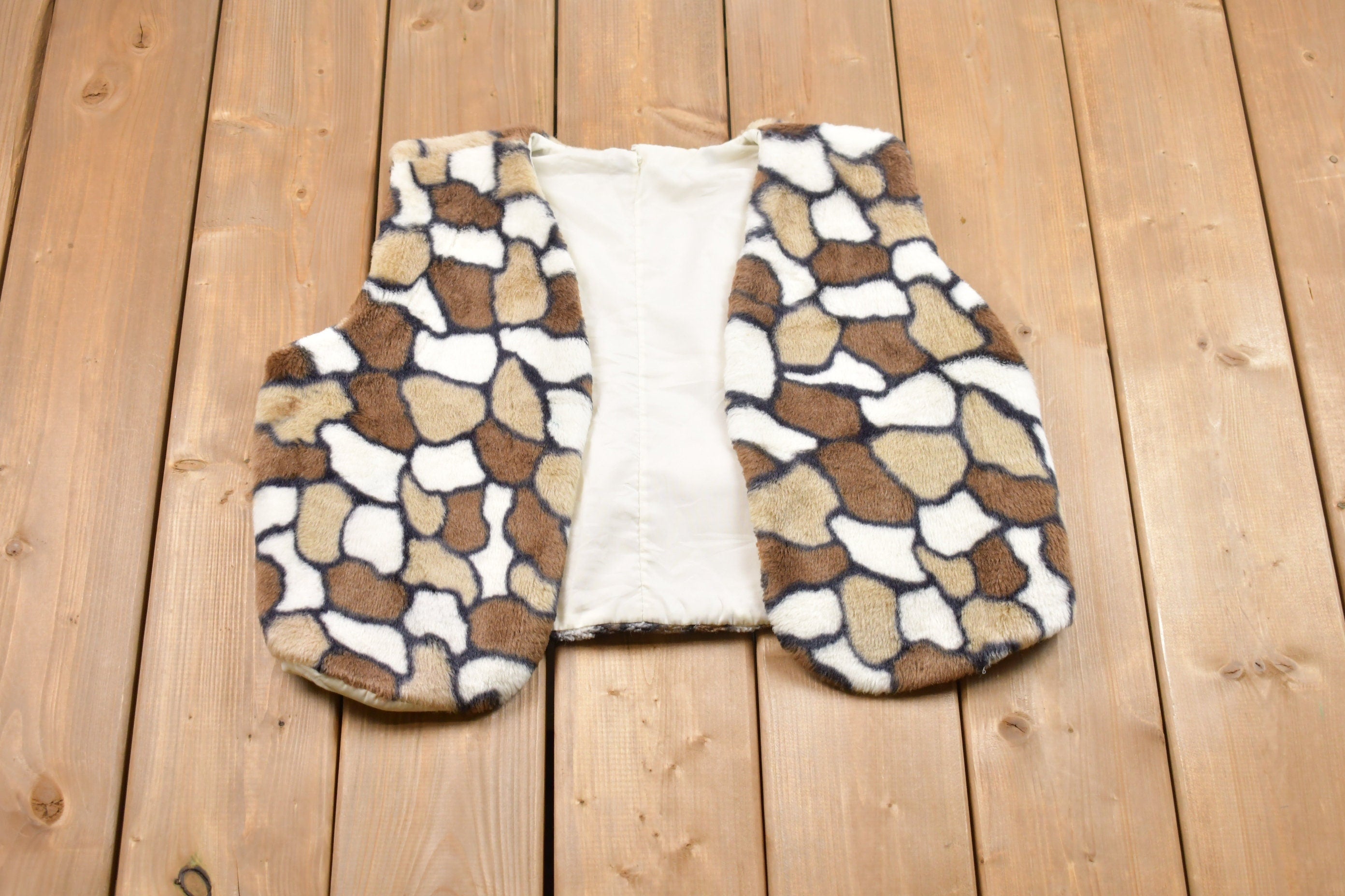Vintage 1990s Fleece Animal Print Vest