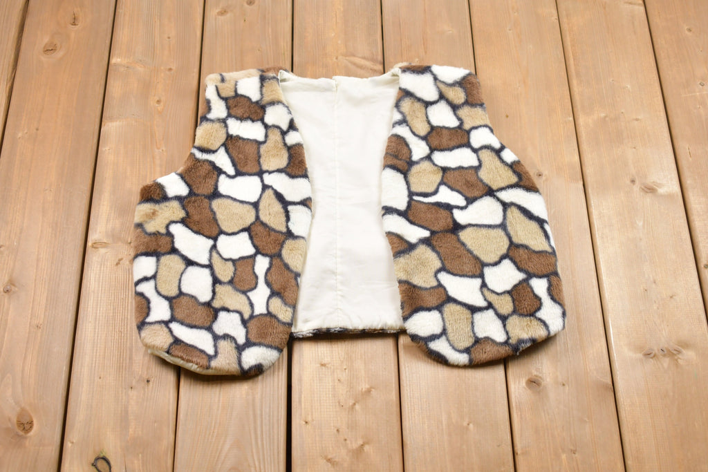 Vintage 1990s Fleece Animal Print Vest