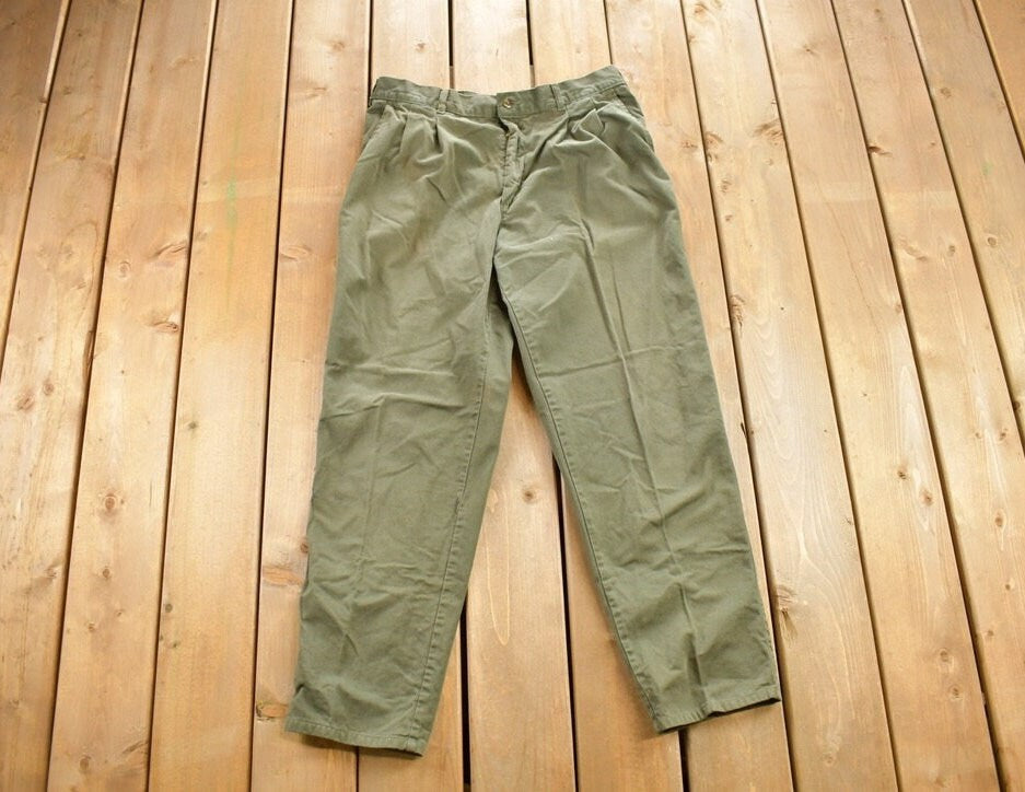Vintage 1980s Denver Hayes Green Cargo Pants Size 32x30