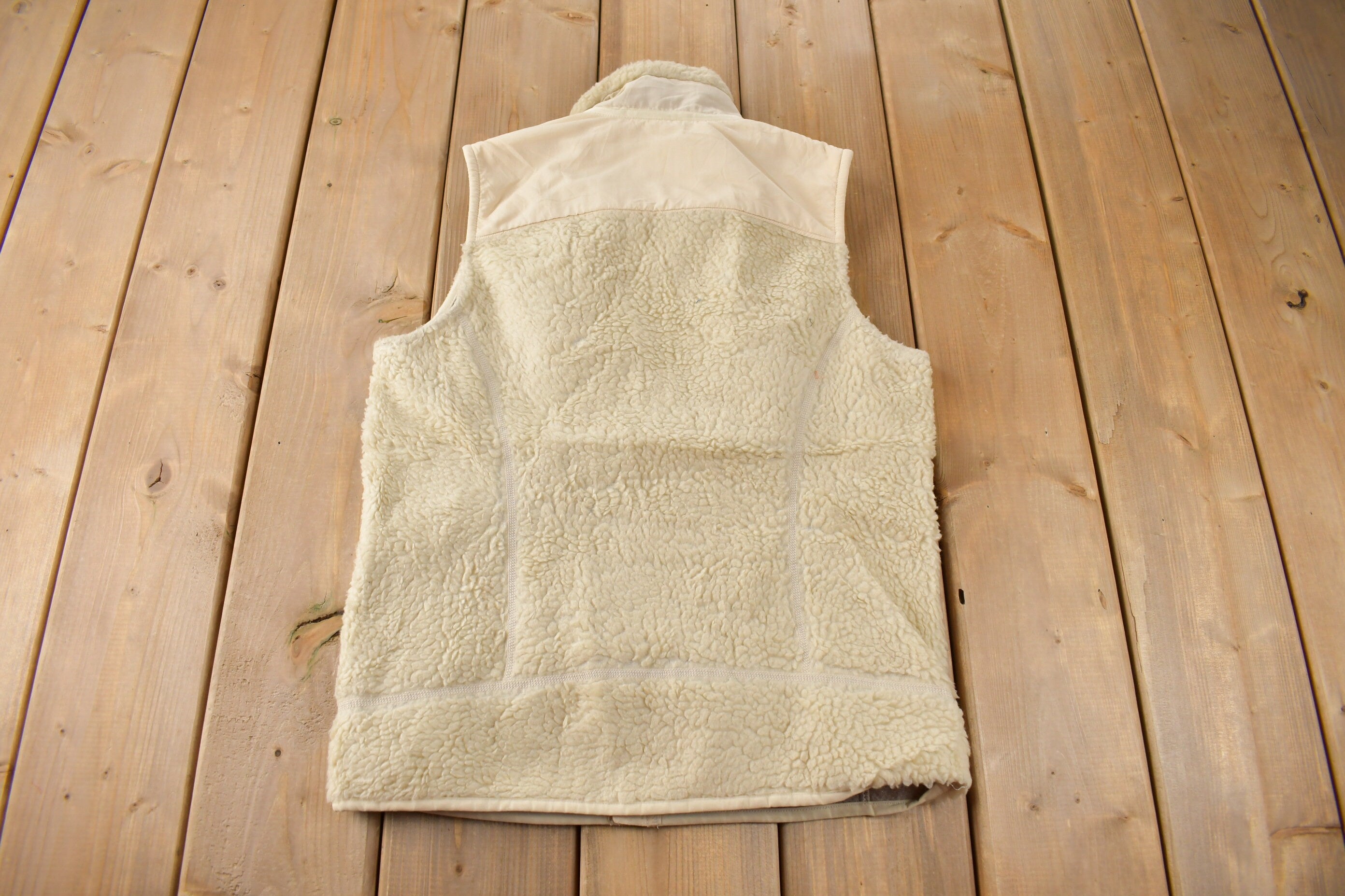Vintage Y2K Patagonia Deep Pile Beige Fleece Sweater Vest Size Women's Medium