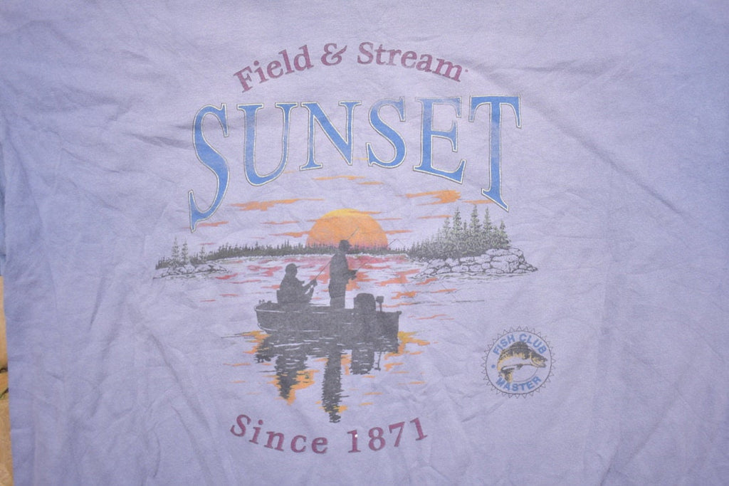 Vintage 1990s Field & Stream Sunset Graphic T Shirt / Vintage T Shirt / Rare Vintage / Streetwear / Single Stitch / Made In USA / Fish Club