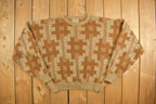 Vintage 1980s E State Knitted Pattern Crewneck Sweater