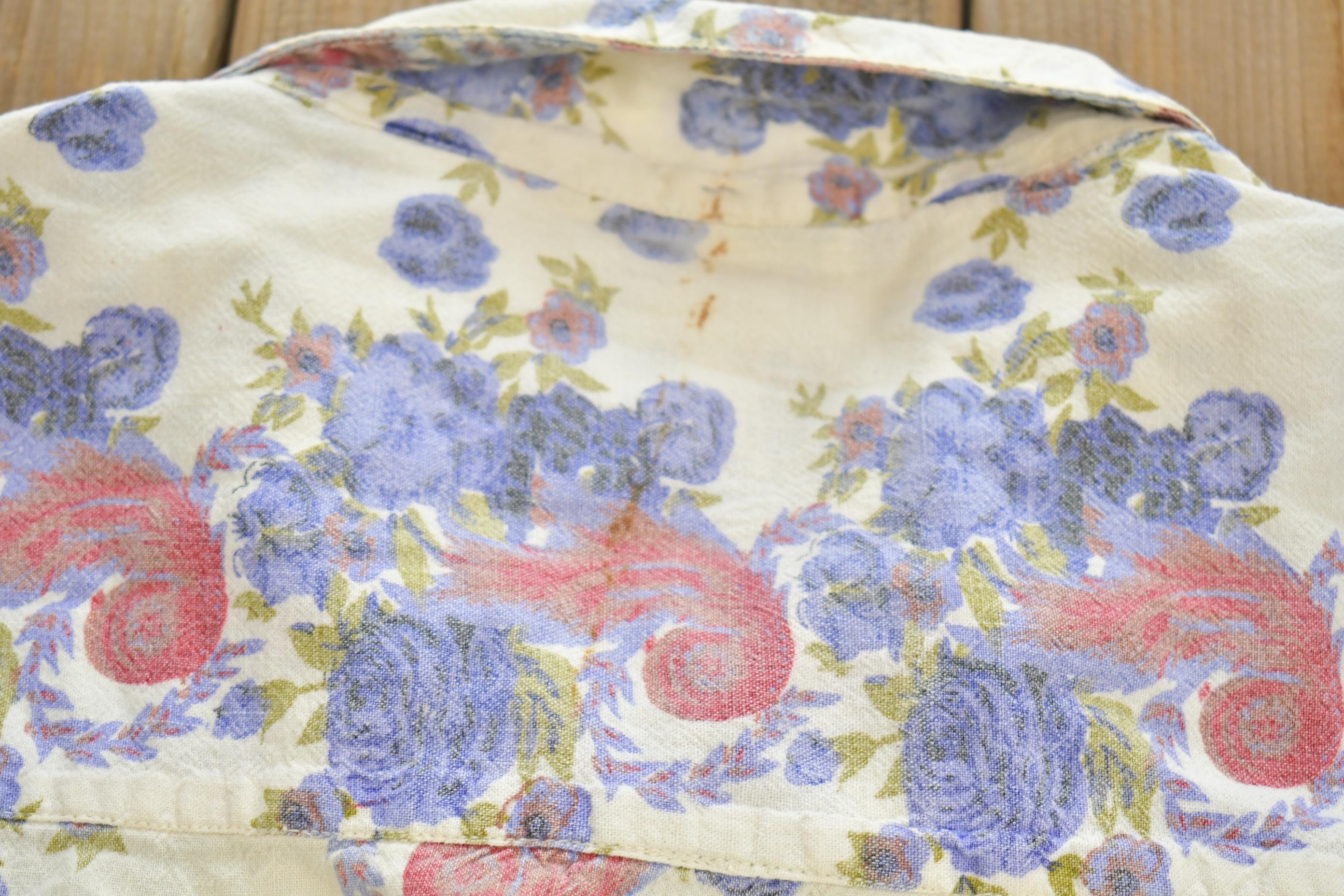 Vintage 1990 Andrew Sports New York Floral Casual Button Up Long Sleeve Shirt