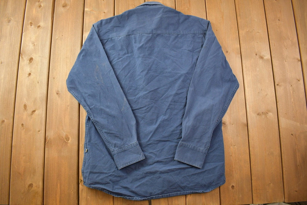 Vintage 1990s Cabela's Legendary Quality Blue Blank Button Up Shirt
