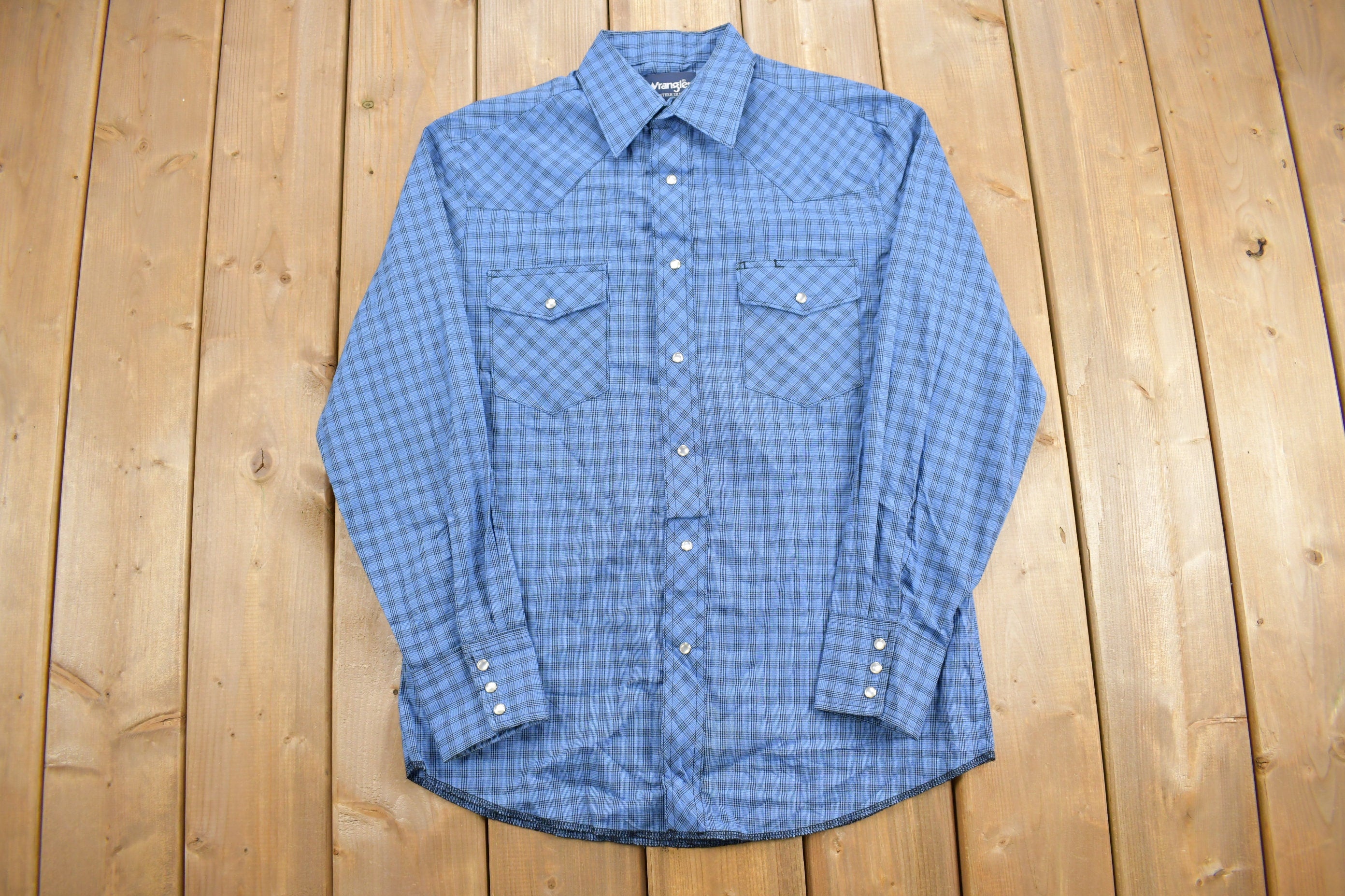 Vintage 1990s Wrangler Western Shirt Plaid Button Up