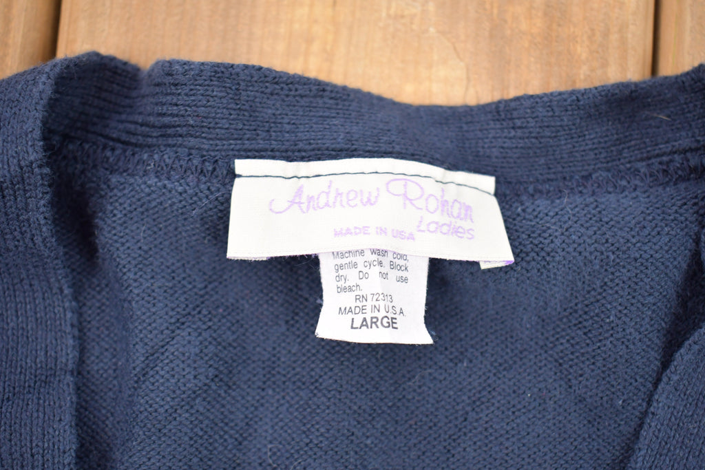 Vintage 1990s Credit Union Embroidered Logo Knit Cardigan