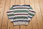 Vintage Geometric Striped Design Knitted Sweater