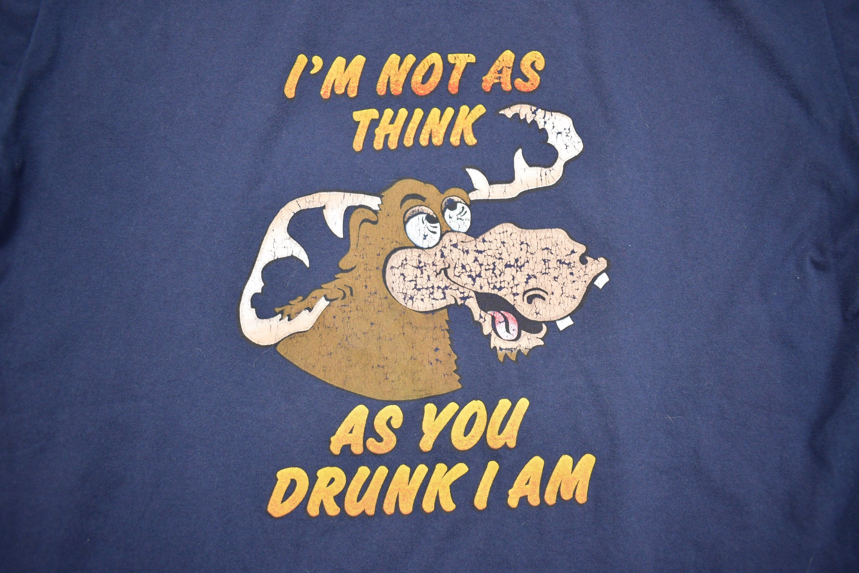 Vintage 1990s Funny Drunk Deer Graphic T-Shirt