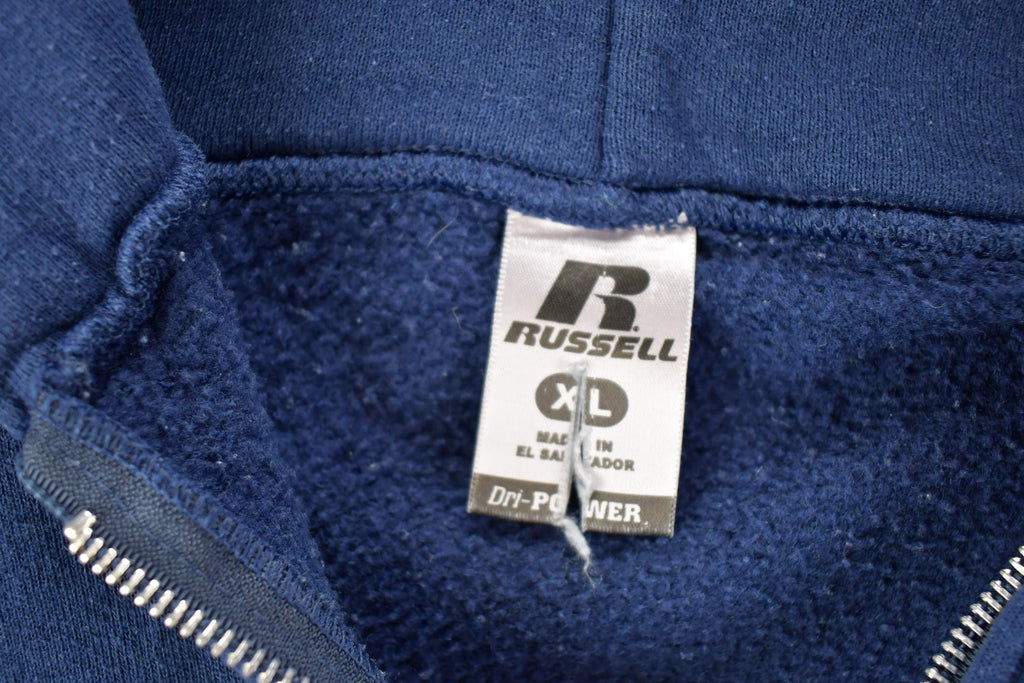Vintage 1990s Russell Athletics Dri Power Blank Navy Hoodie Sweatshirt