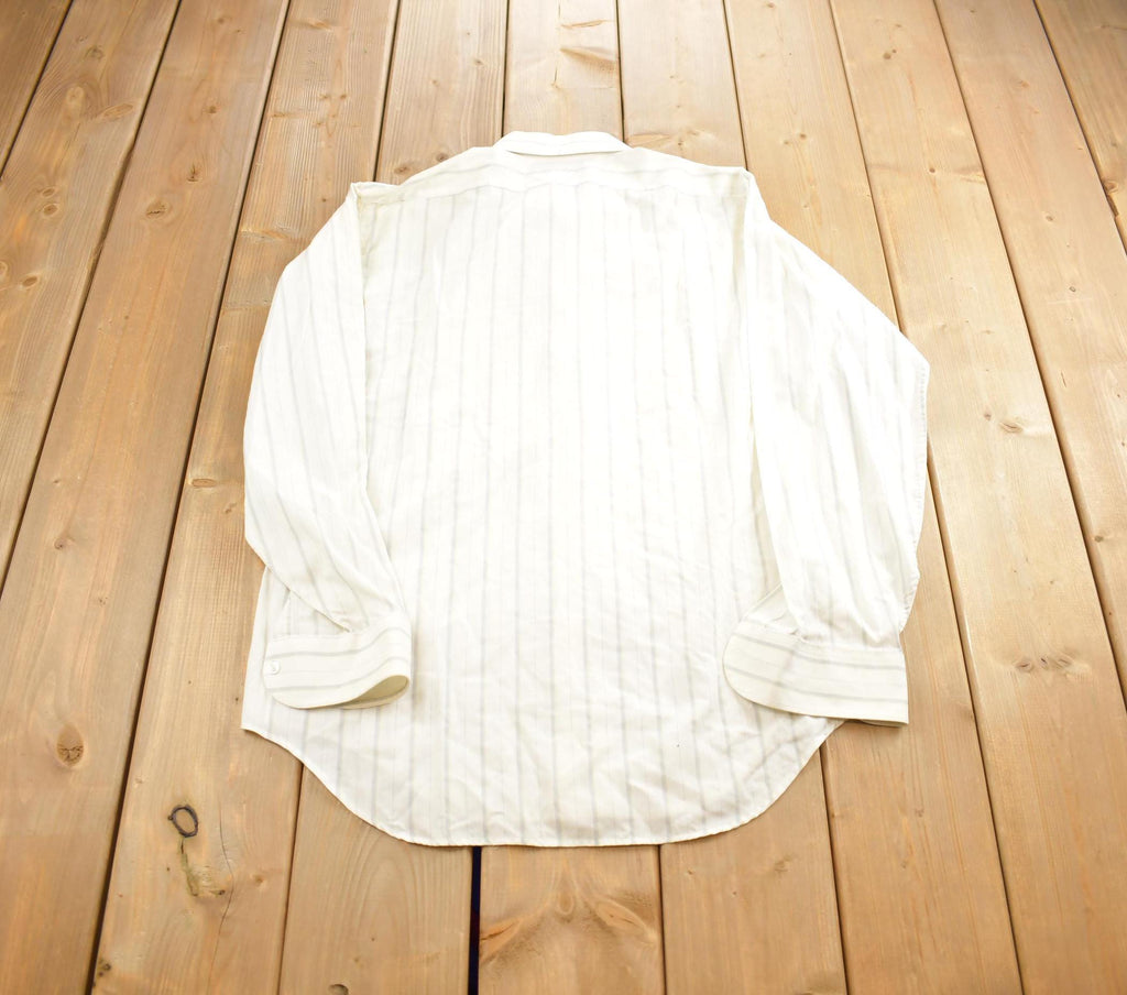 Vintage 1980s Mark Arrow Blank Striped Button Up Shirt Made In USA