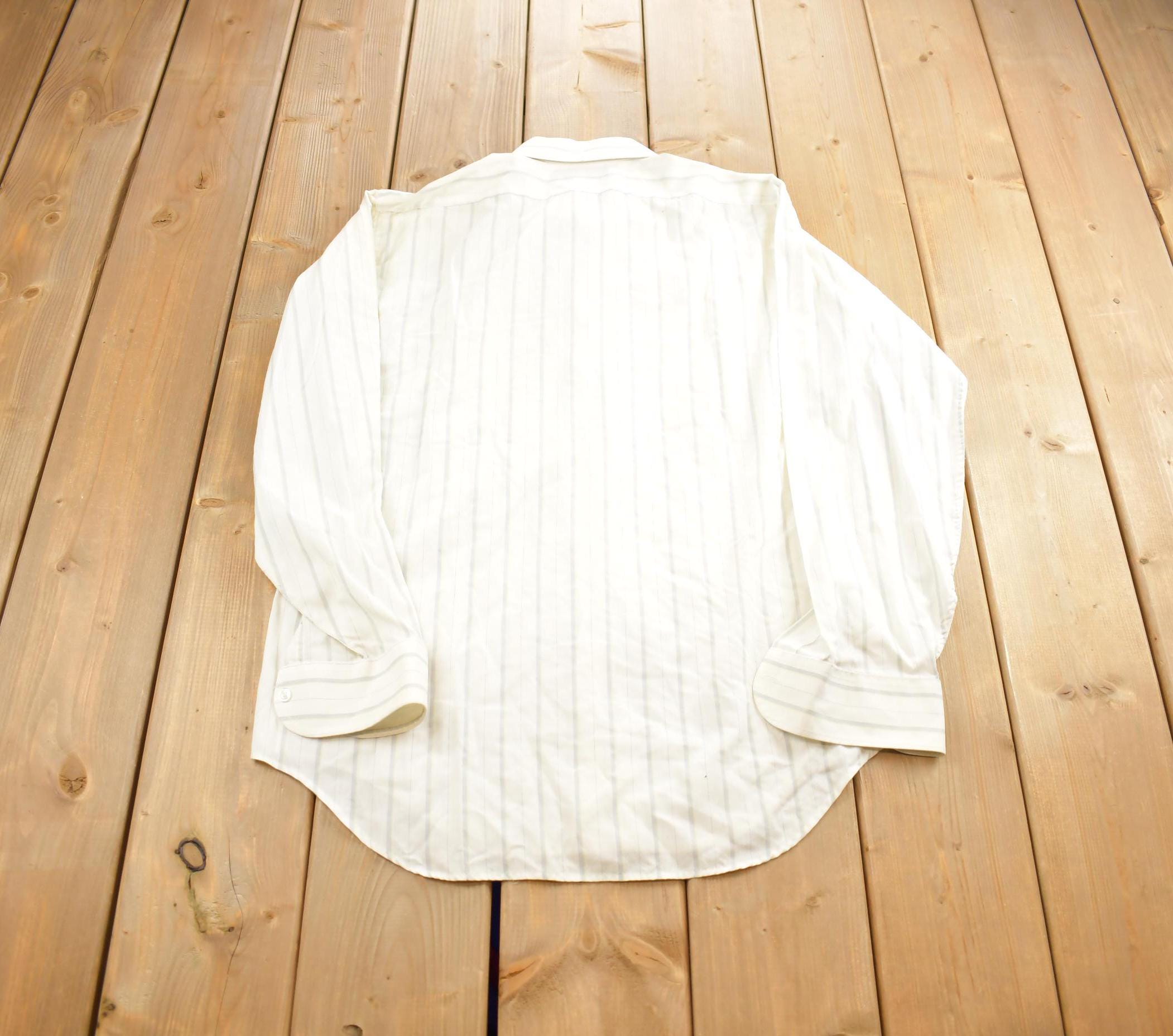Vintage 1980s Mark Arrow Blank Striped Button Up Shirt Made In USA