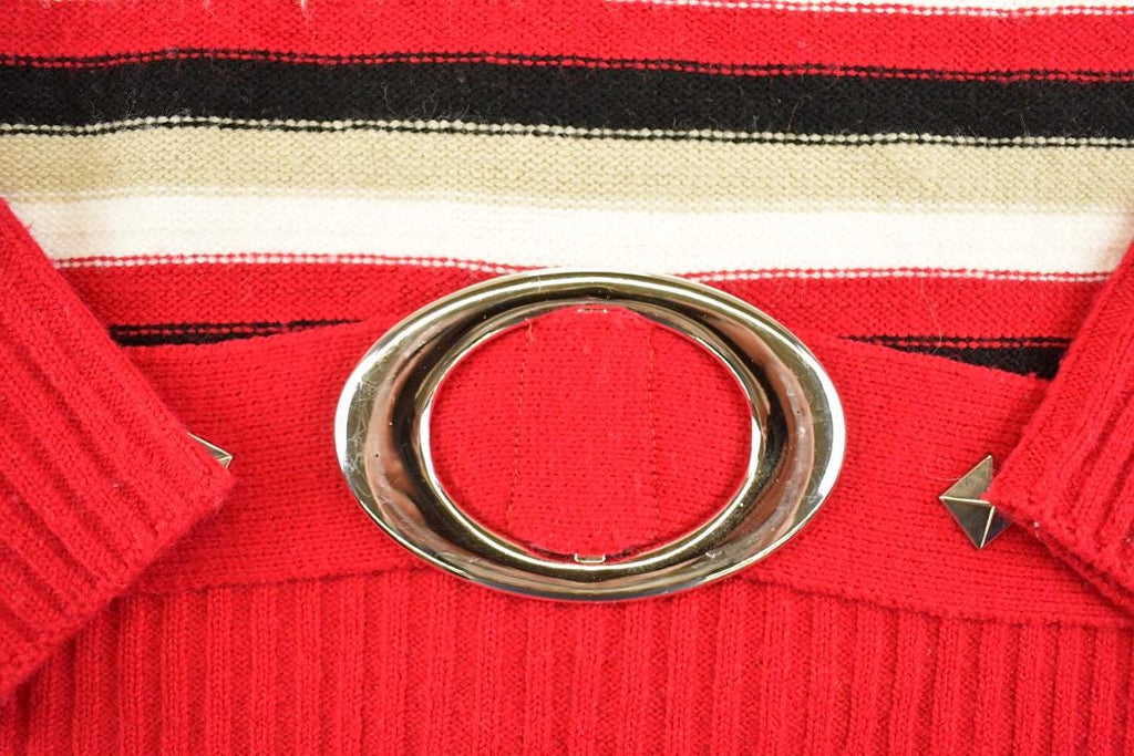 Vintage 1990s Gorgeous Buckled Knit Crewneck Sweater Women's S
