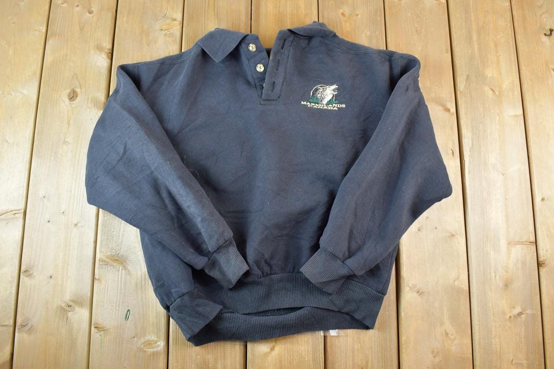 Vintage 1990s Marshlands Canada Outdoorsman Mockneck Sweatshirt