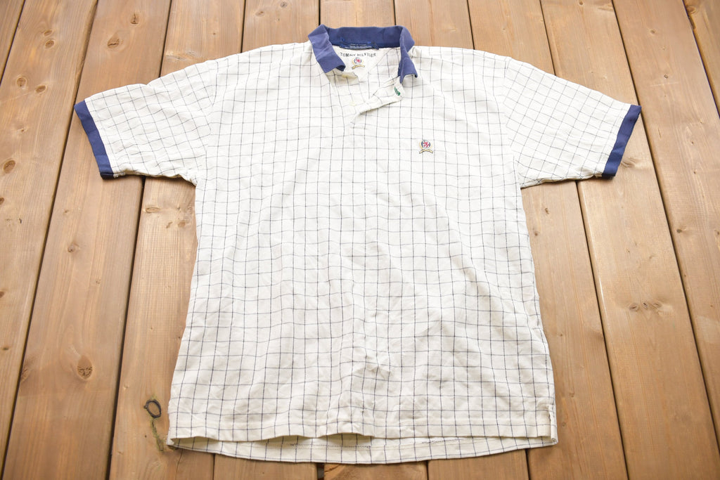 Vintage 1990s Tommy Hilfiger Pin Stripes Collared T-Shirt