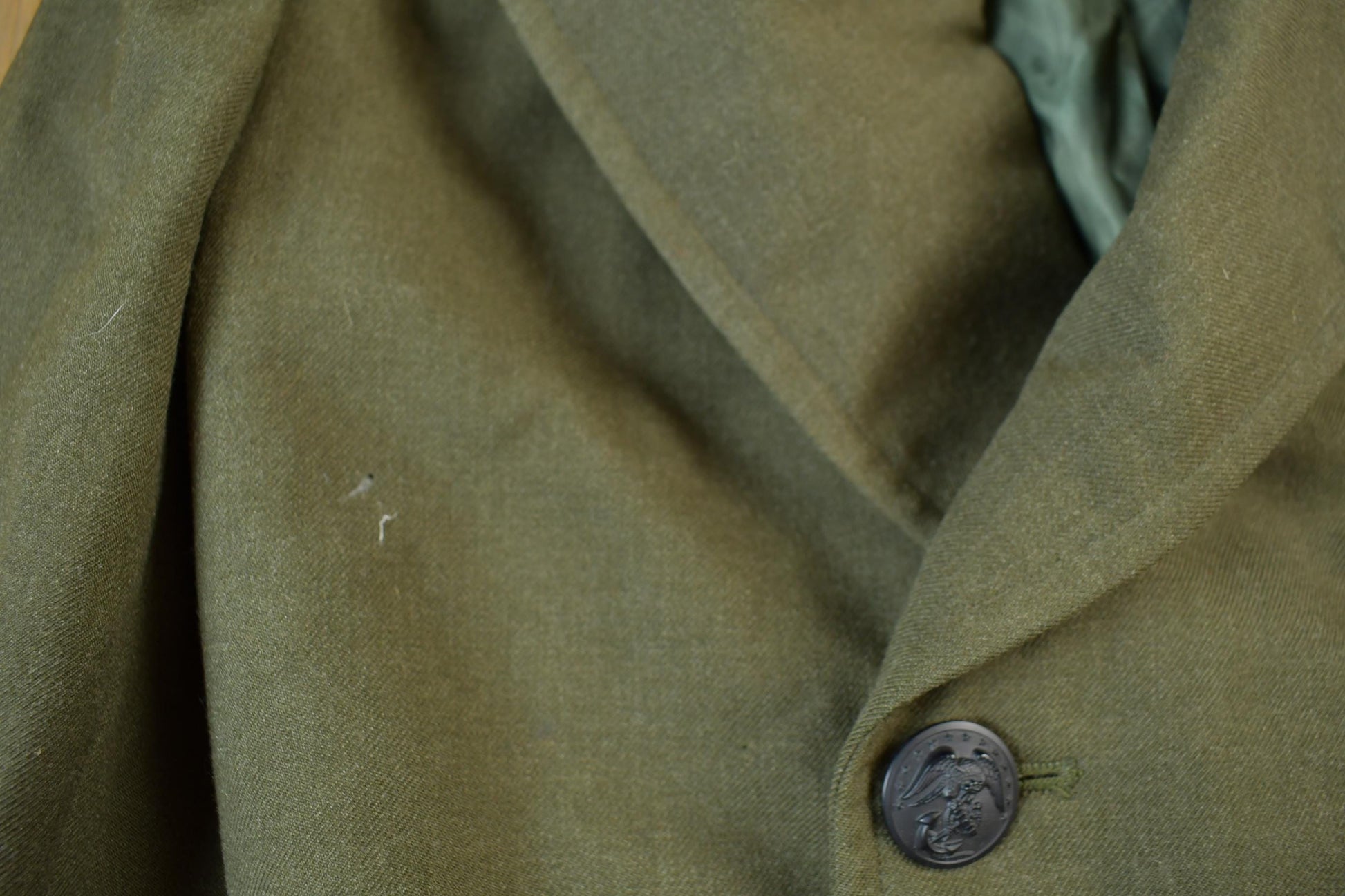 Vintage 1940s World War 2 Military Button Up Wool Overcoat
