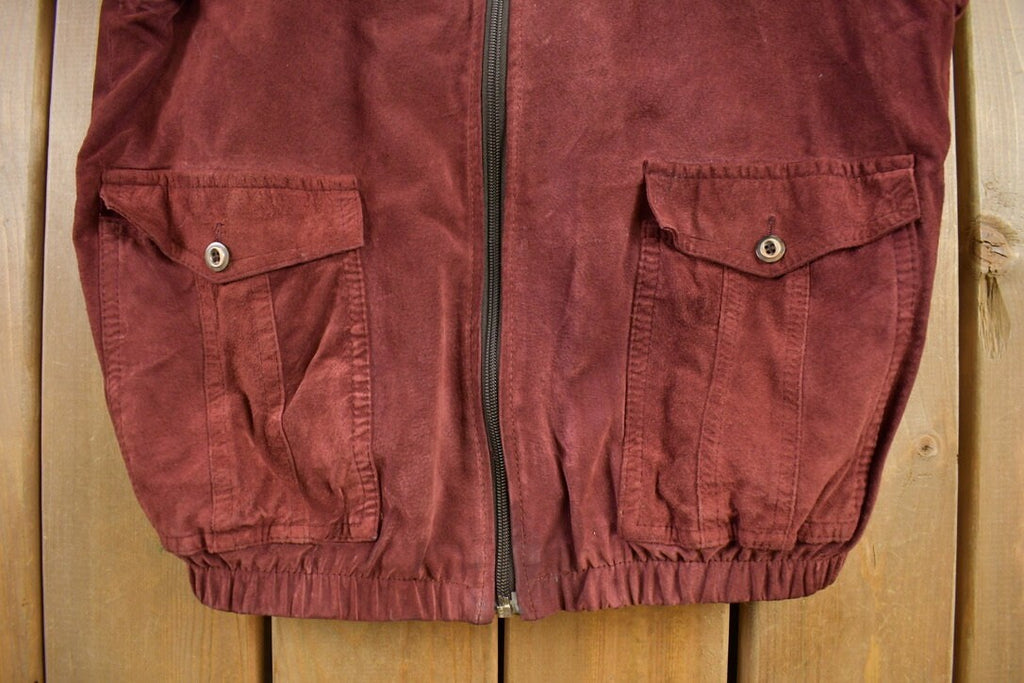 Vintage 1980s Hides Suede Leather Bomber Jacket