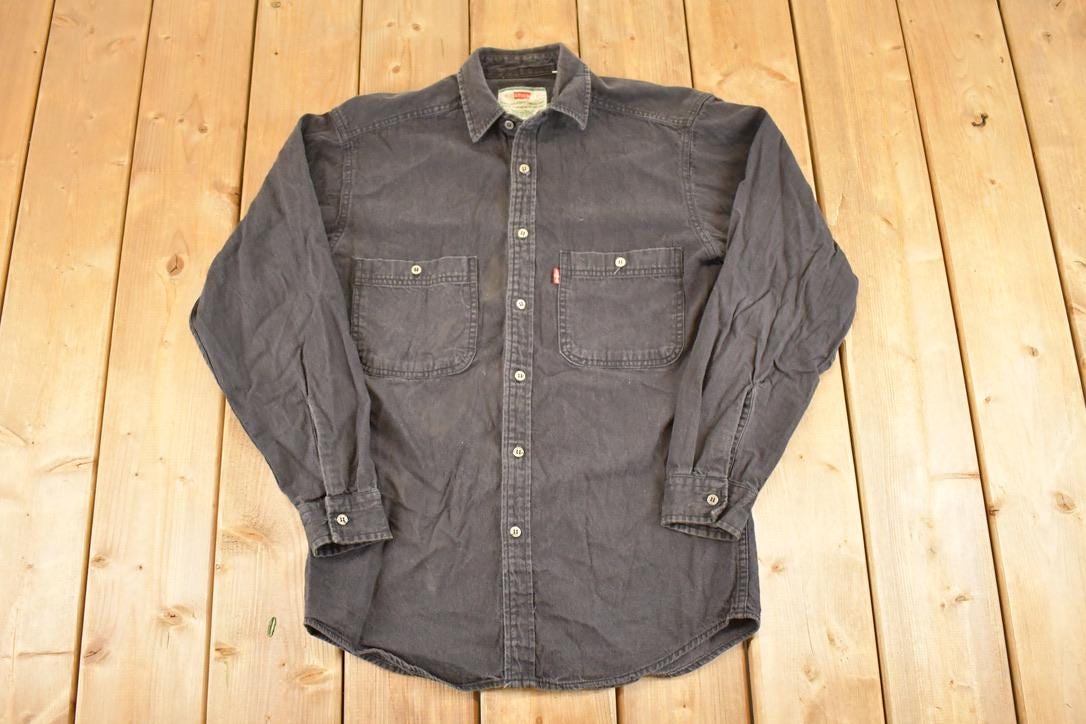 Vintage 1990's Levis Denim Button Up Shirt Men's M / 90's Preppy Style / Boxy Fit levi