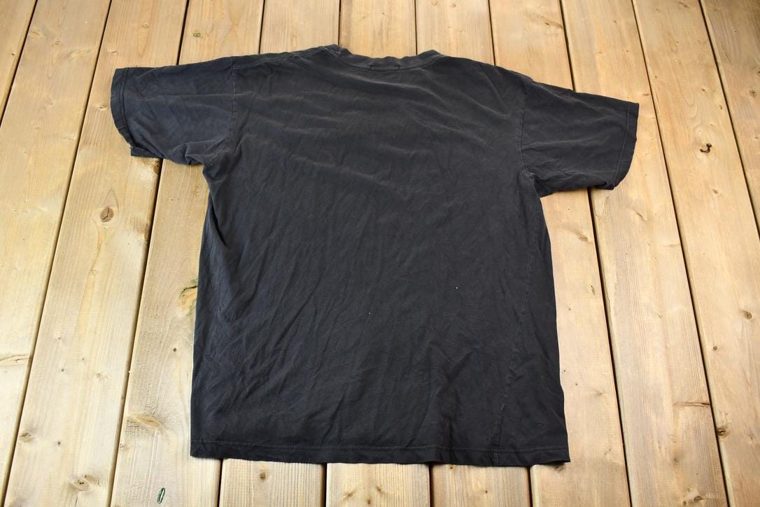 Vintage 1990s Giordano Classics Black Embroidered Logo T-Shirt