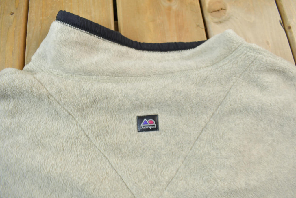 Vintage 1990s Outersport Zip Up Beige Fleece Sweater / Outdoorsman / 90s Sweater / Streetwear / Hiking / Fleece Zip up / Beige Zip Up