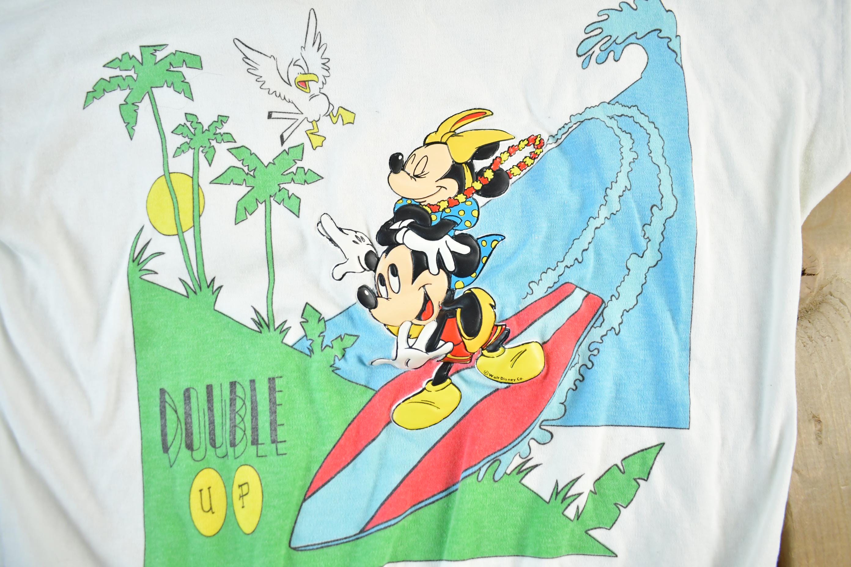 Vintage 1980s Mickey Mouse Surfing Sleeveless Vest Sweatshirt Women's Medium /