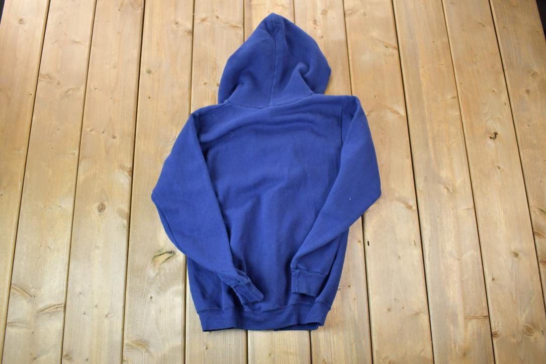 Vintage 1990s Navy Full Zip Hoodie / 90s Hoodie / Vintage Sweater / Color Block /