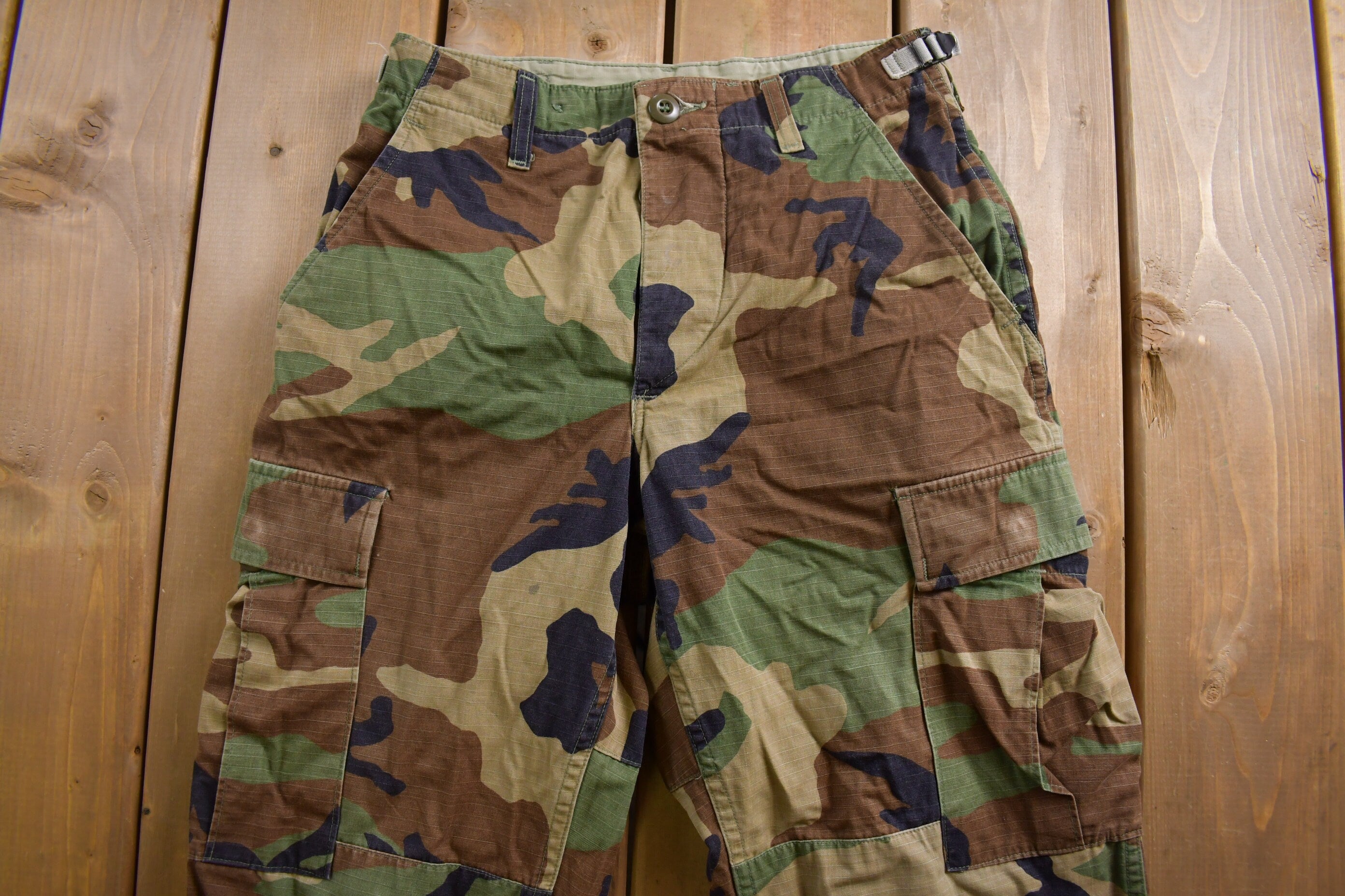 Vintage 2001 Military Woodland Camouflage Cargo Pocket Pants 26 x 29