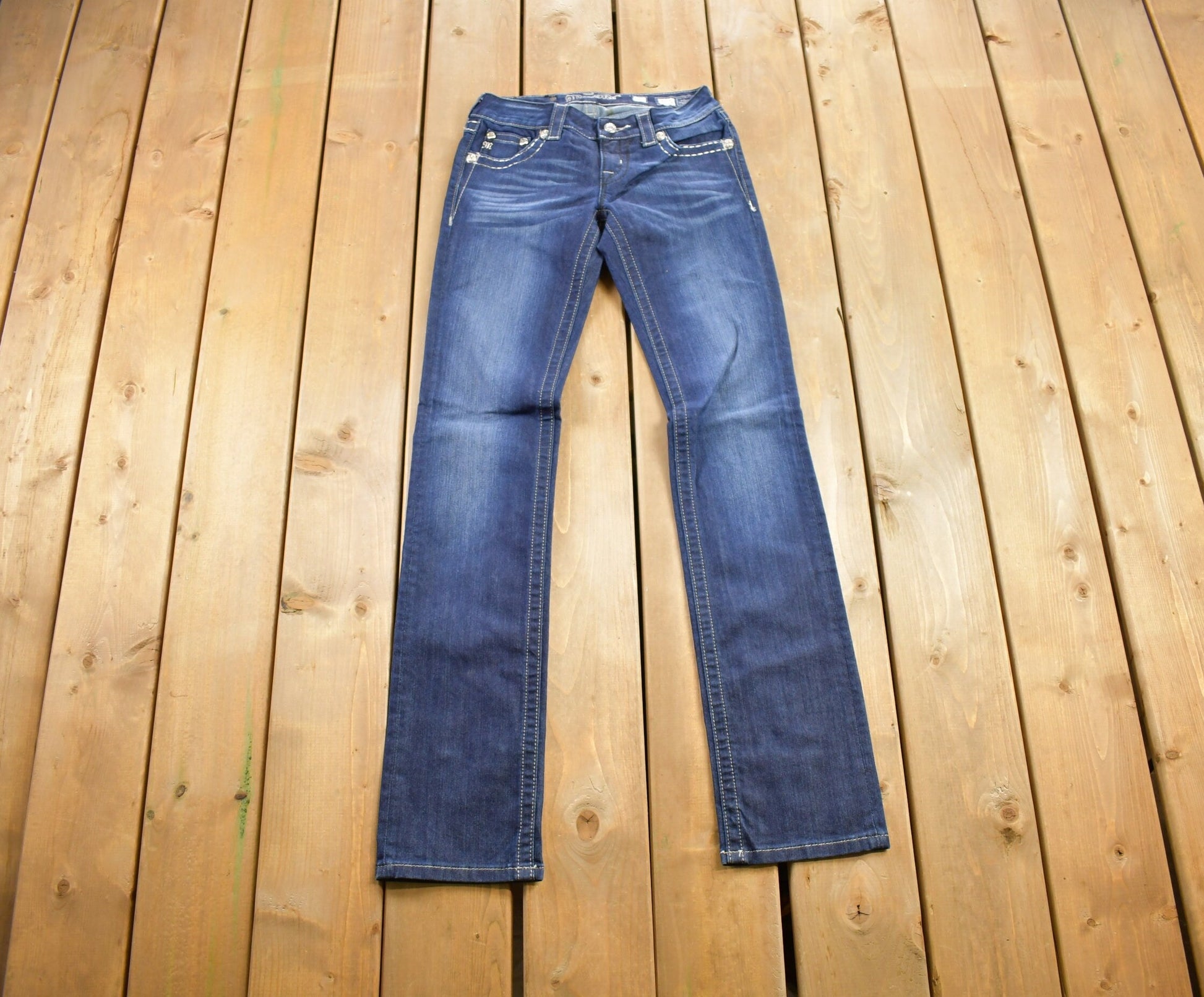 Vintage Y2K Miss Me Bedazzled Low Rise Jeans Size 26x32