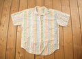 Vintage 1990s Whitney Lang Flowers & Stripes Button Up Shirt