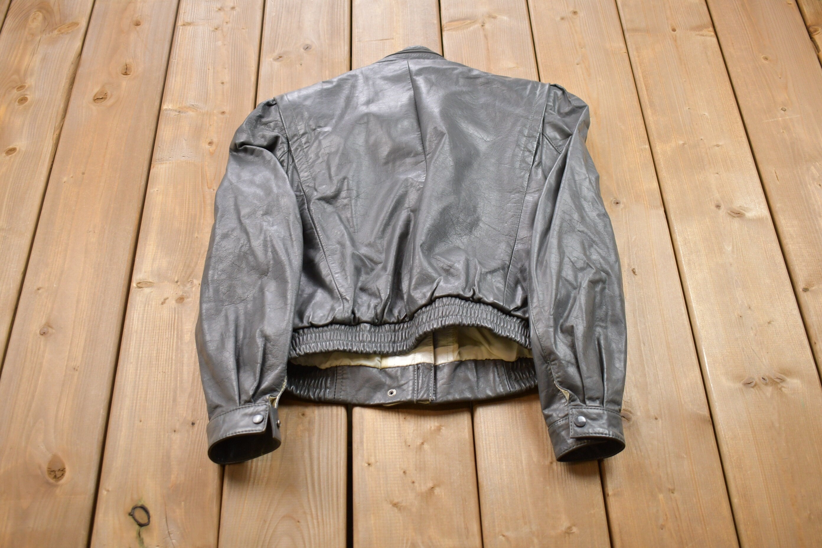 Vintage 1990s Grey Leather Jacket
