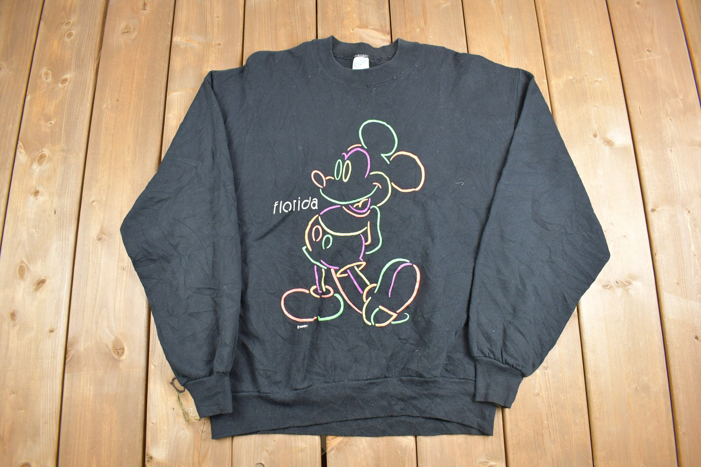 Vintage 1980s Florida Mickey Mouse Crewneck Sweatshirt / Velva Sheen / 80s Crewneck / Made In USA / Essential / Vintage Mickey Mouse