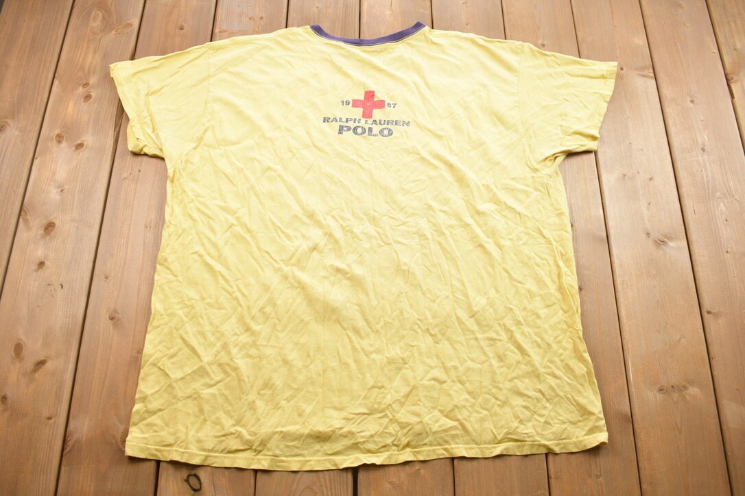 Vintage 1990s Ralph Lauren Polo Red Cross Graphic T-Shirt