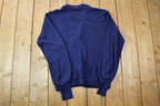 Vintage 1990s Navy Knit Button Up Cardigan Sweater / 90s Crewneck / Made In USA / Preppy Cardigan