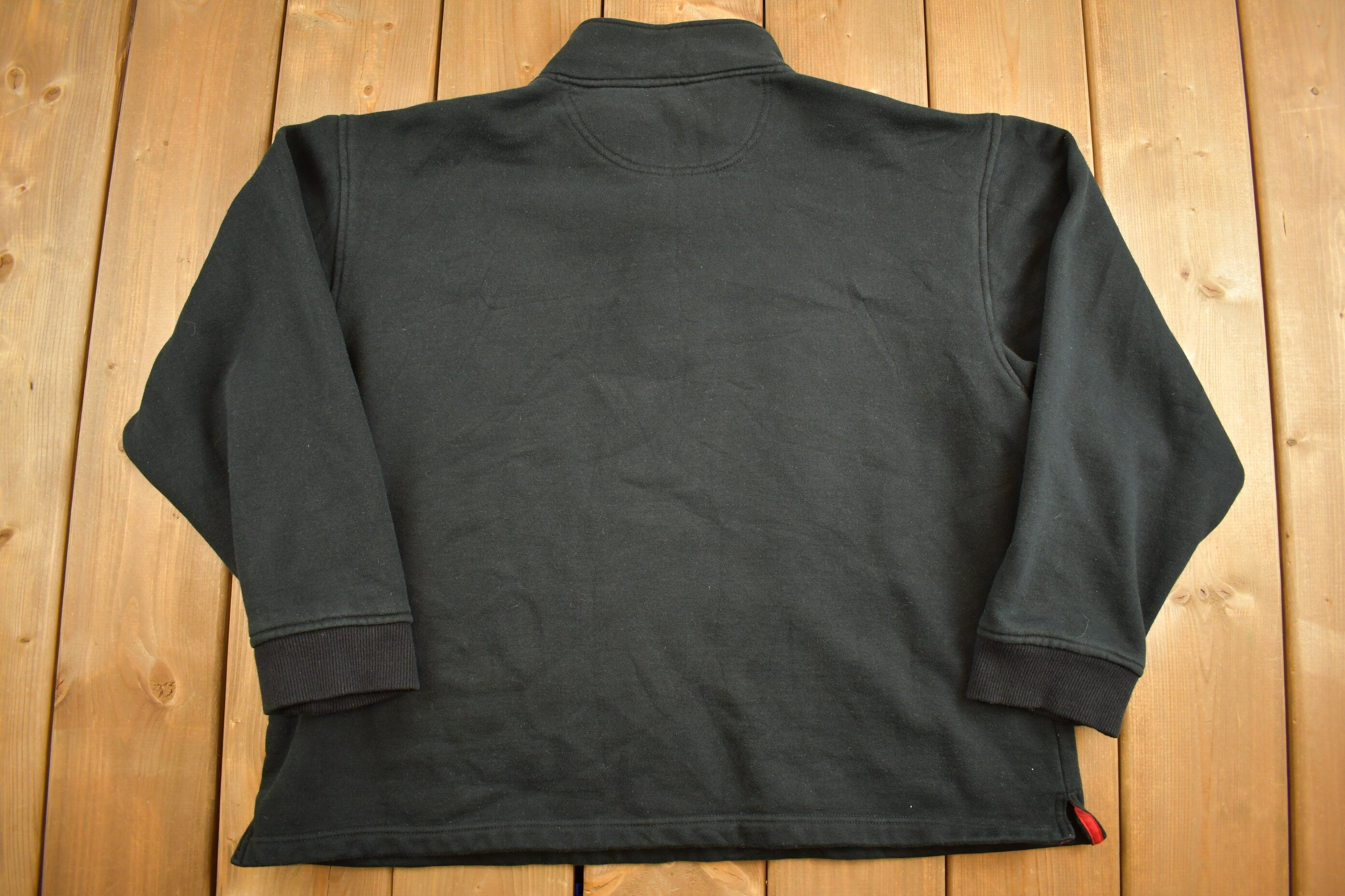 Vintage 1990s Blank Black Athletic Quarter Zip Sweatshirt