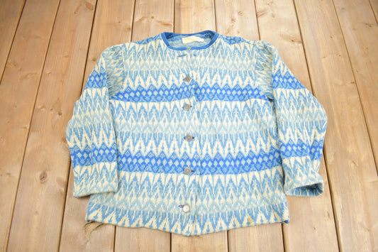 Vintage 1960s Icelandic Hand Knit Cardigan Sweater / Made In Sweden / Button Up / 100% Wool