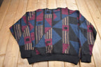 Vintage 1990s Jantzen Abstract Knit Crewneck Sweater  Vintage 90s Crewneck  All Over Pattern  Colourful Sweatshirt  Made In USA