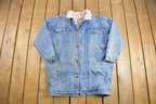 Vintage 1980s Club Sportif De Paris Sherpa Lined Long Denim Jacket