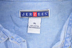Vintage 1990s Jerzees Skull Back Print Denim Button Up Shirt