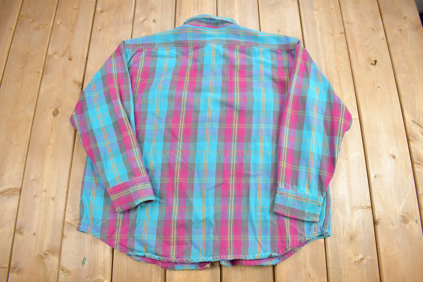 Vintage 1980s Mighty-Mac Plaid Flannel Button Up Shirt / Vintage Flannel / Basic Button Up / Heavy Weight / Blue and Purple