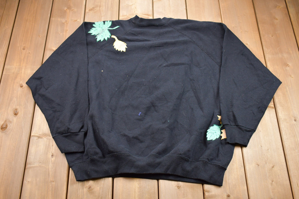Vintage 1990s Tultex Fall Leaves Graphic Crewneck Sweatshirt